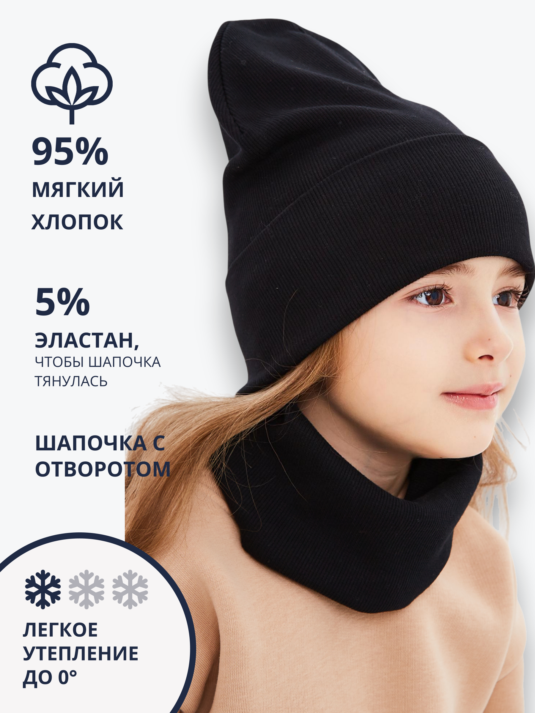 Шапка и снуд NYCkids NYC-H-70-KashOtvG-black - фото 4