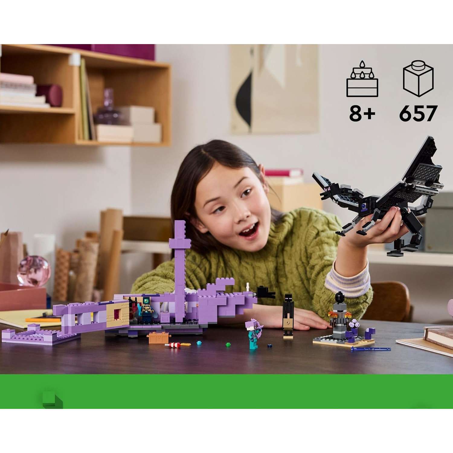 Конструктор LEGO Minecraft Дракон Эндера и Корабль 657 дет. - фото 9
