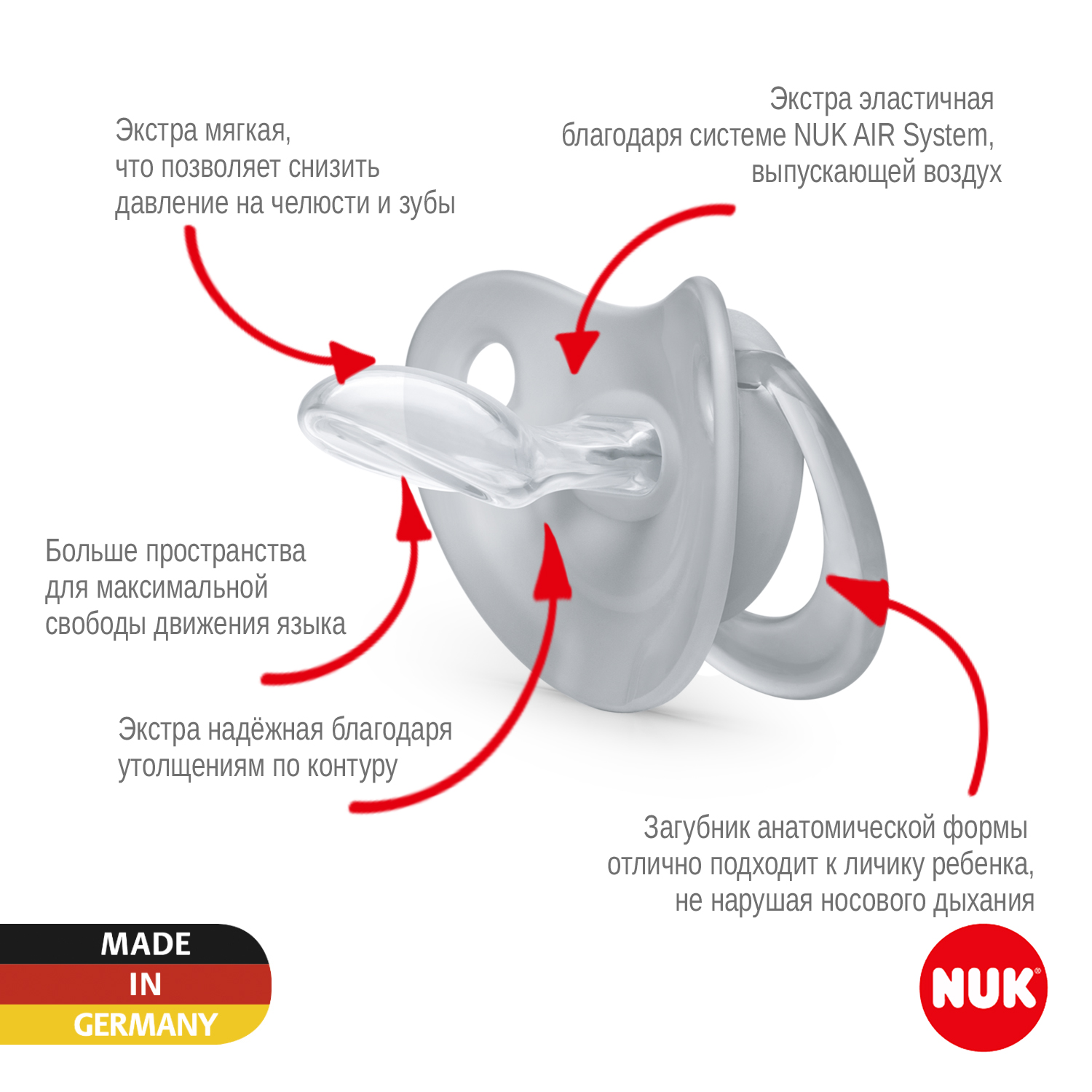 Пустышка Nuk силикон классическая от 0 мес. 1 шт. - фото 3