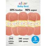 Пряжа для вязания Alize baby best бамбук акрил с эффектом антипиллинг 100 г 240 м 354 темная пудра 5 мотков