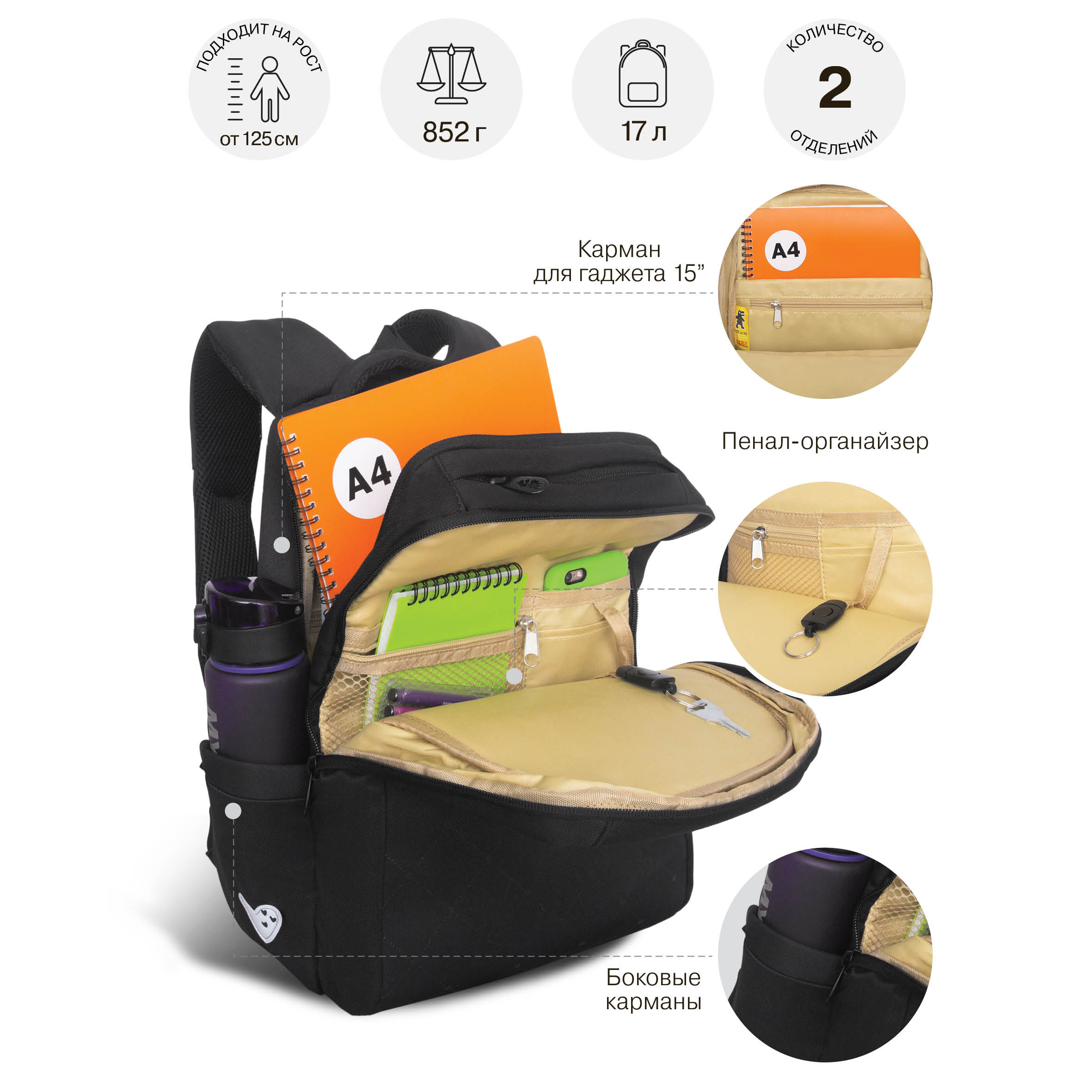 Рюкзак Grizzly для девочки - фото 8