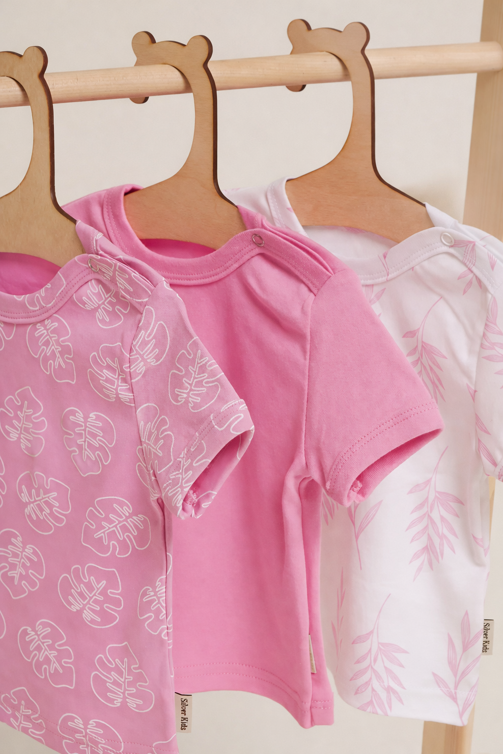 Футболка 3 шт Супер Пупс нбр/3пр/футб/розовыеветочкилисточки - фото 3