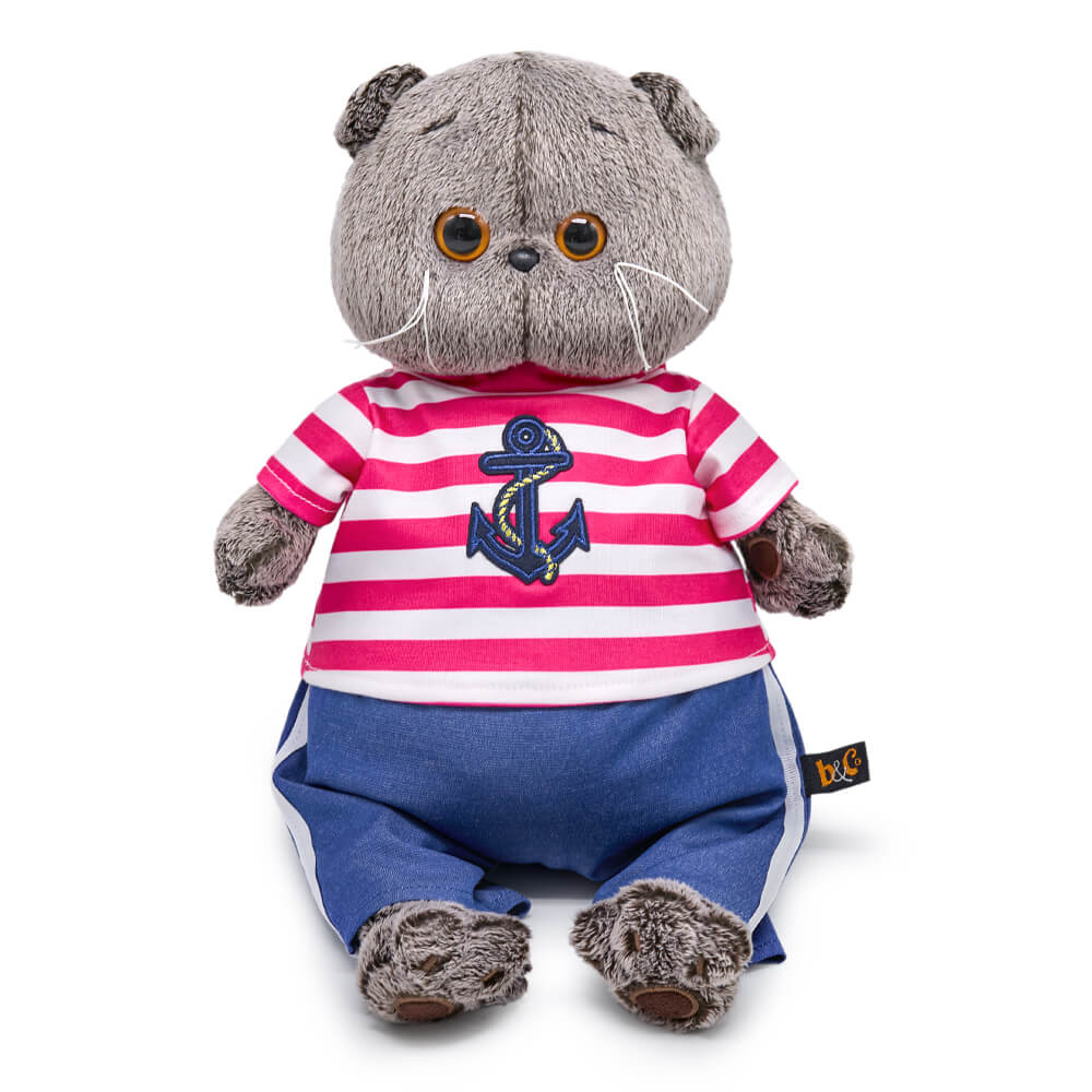 Мягкая игрушка BUDI BASA Басик в полосатой футболке - фото 1