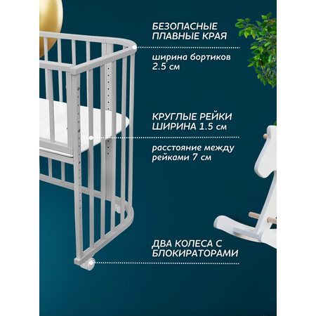 Детская кроватка Азбука Кроваток прямоугольная, без маятника (серый)