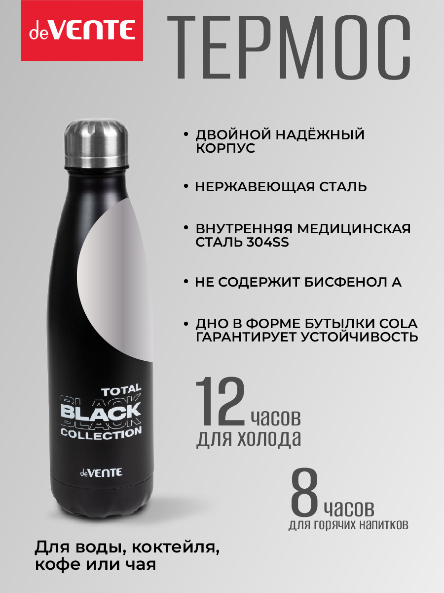 Бутылка-термос deVENTE TOTAL BLACK - фото 2