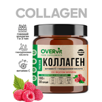 Коллаген витамин C гиалуроновая кислота OVER БАД для кожи, волос и ногтей, суставов, со вкусом малины, 180 гр.