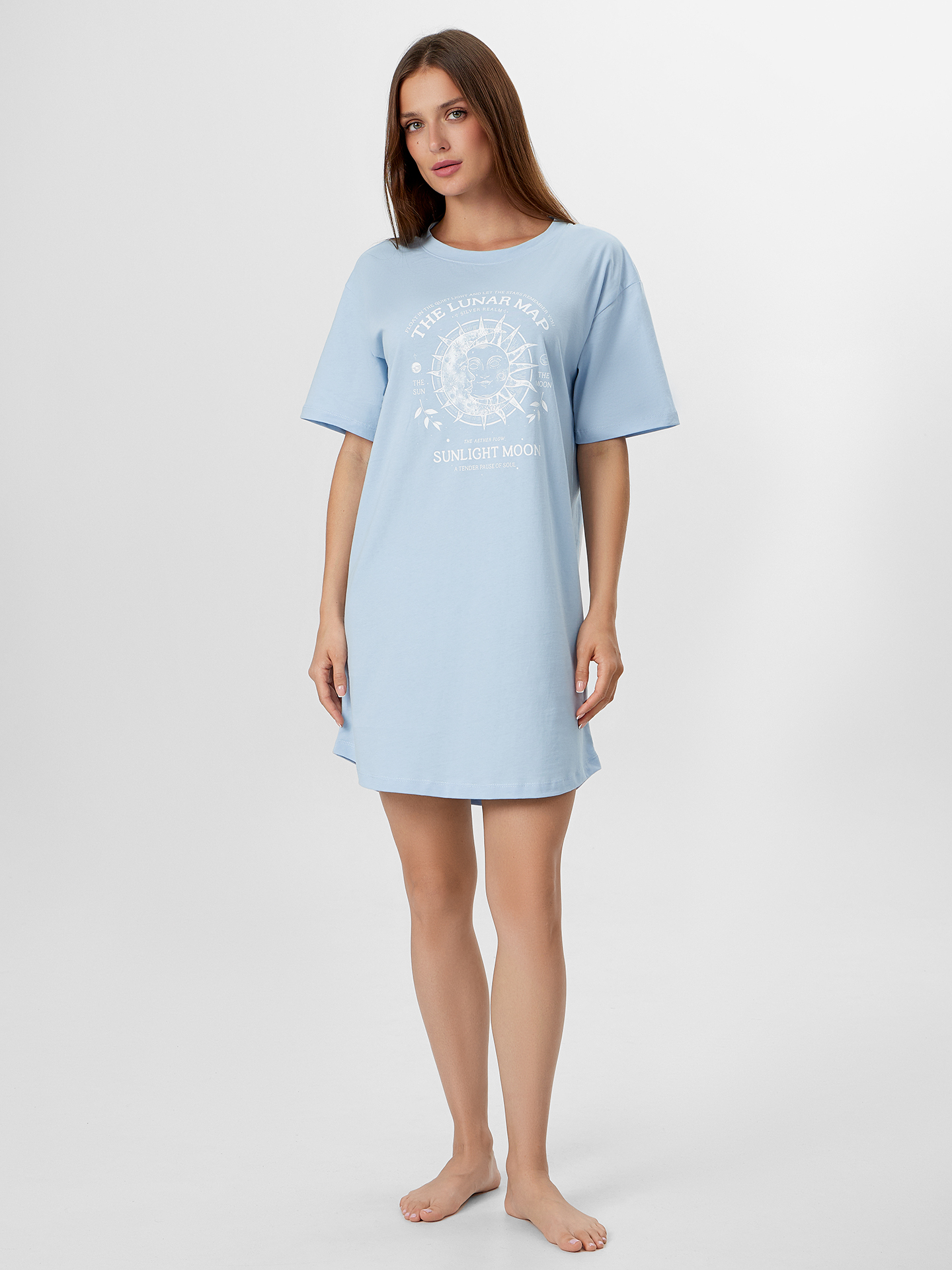 Сорочка ночная Mark Formelle (Марк Формэль) 572371/серо -голубой +печать - фото 1