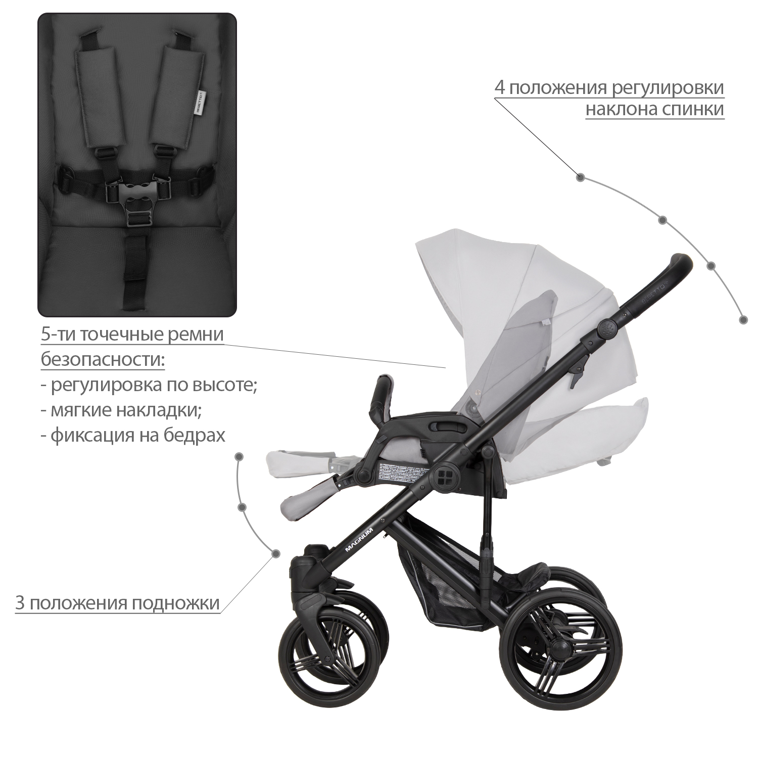 Коляска 2в1 Bebetto Magnum Light - фото 7