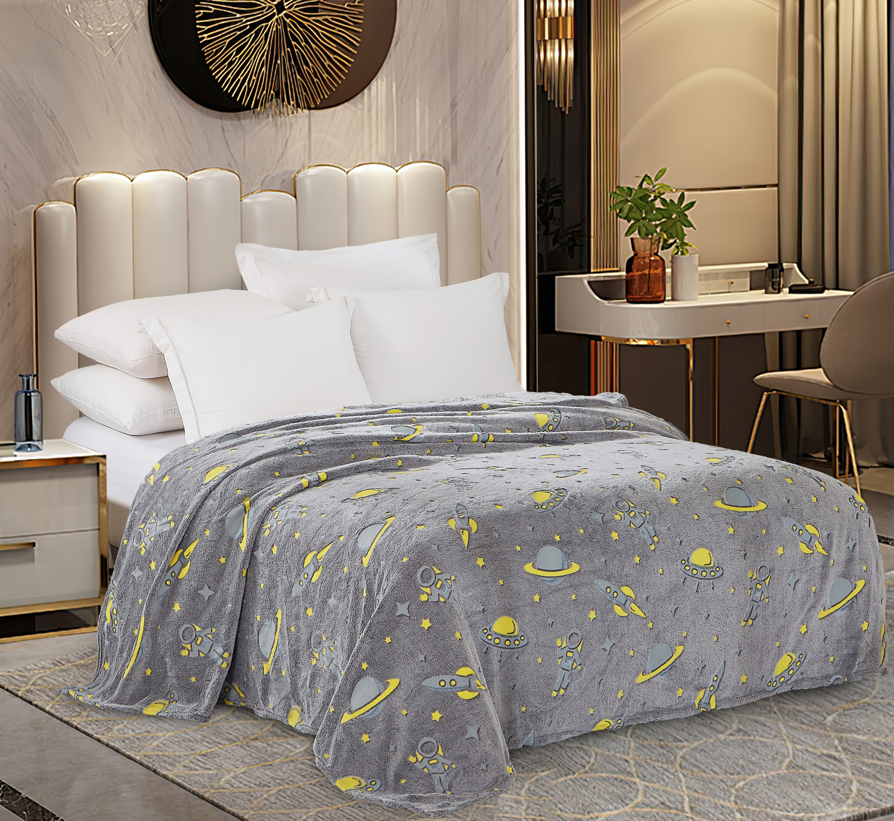 Плед Павлинка Космос 150 x 200 см велсофт - фото 3