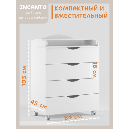 Комод пеленальный Incanto Victoria 800/4 цвет белый