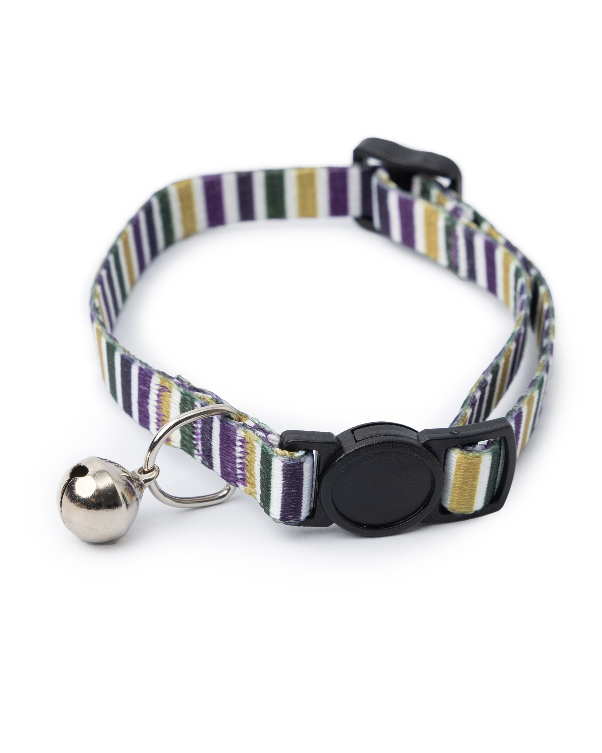 Ошейник для кошек Barbaks фиолетово-зелено-желтая полоска 1*30см полиэстер - фото 1