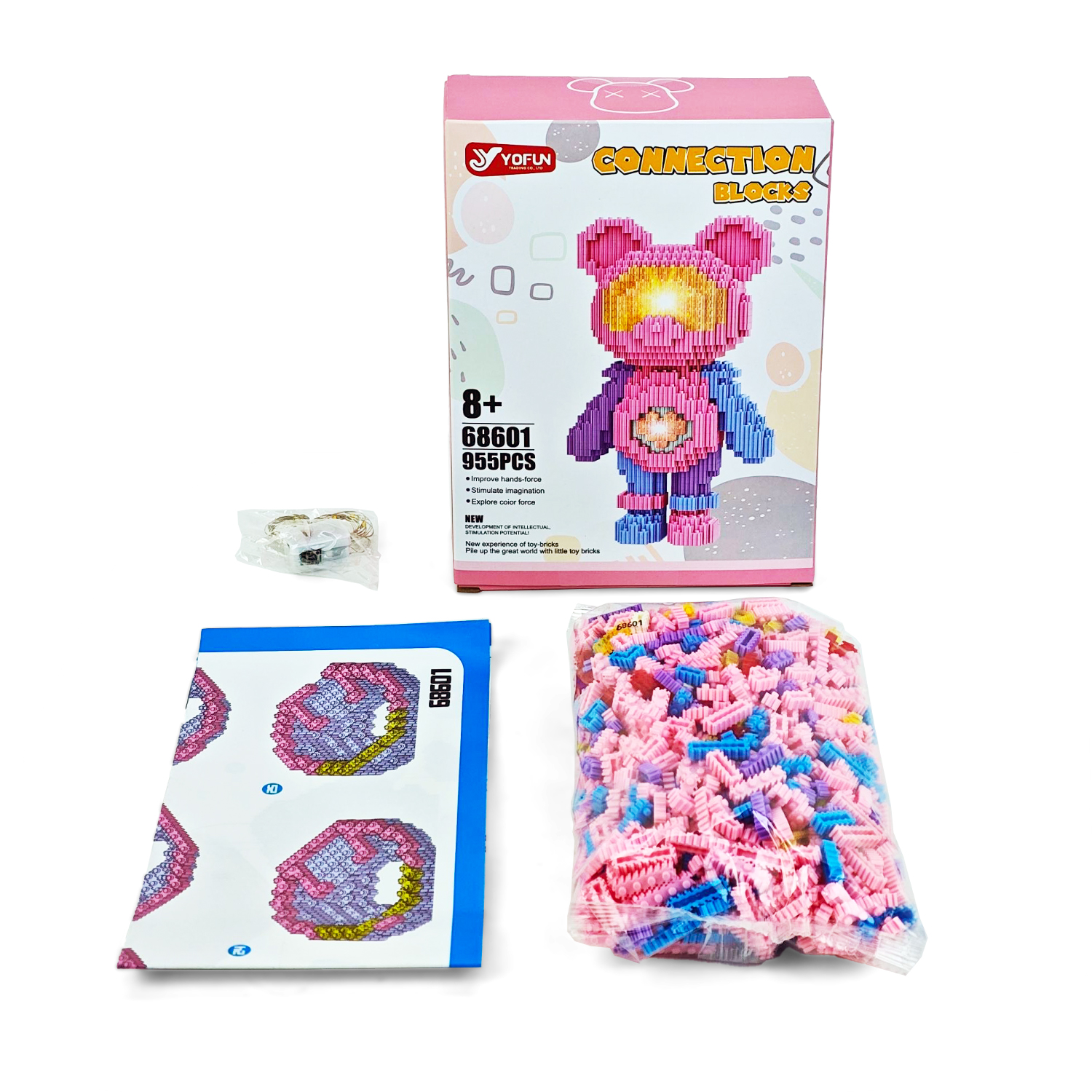 Конструктор Медведь звездный розовый 955 дет. - фото 2