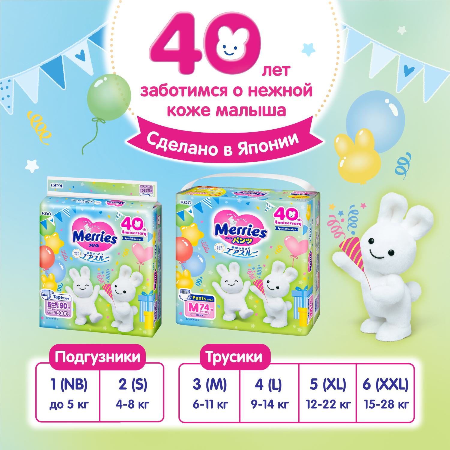 Подгузники Merries для новорожденных NB (до 5 кг) 90 шт. - фото 3