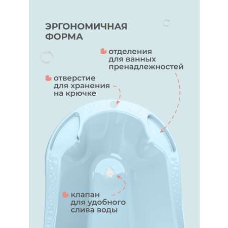 Ванна детская Пластишка с клапаном для слива воды 1000х490х305 мм 46 л светло-голубая