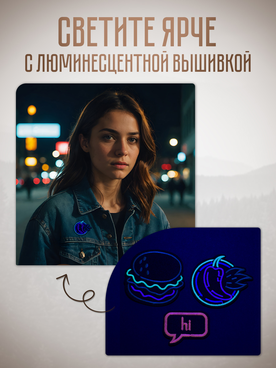 Термоаппликация Hobby Pro Заплатка на одежду термоклеевая светящаяся Острый перекус, 3 шт - фото 2