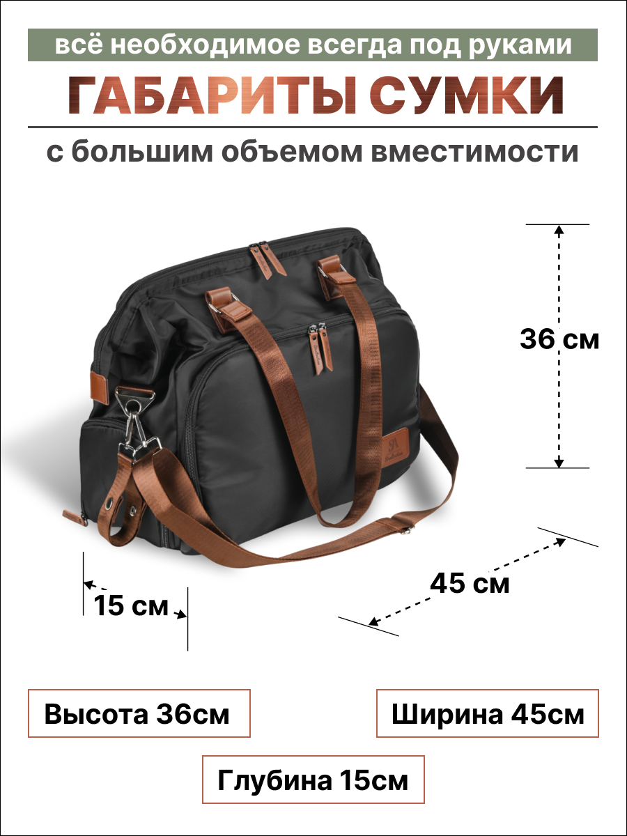 Сумка на ручку коляски StrollerAcss Сумка для мамы и малыша SA1/Черный - фото 6