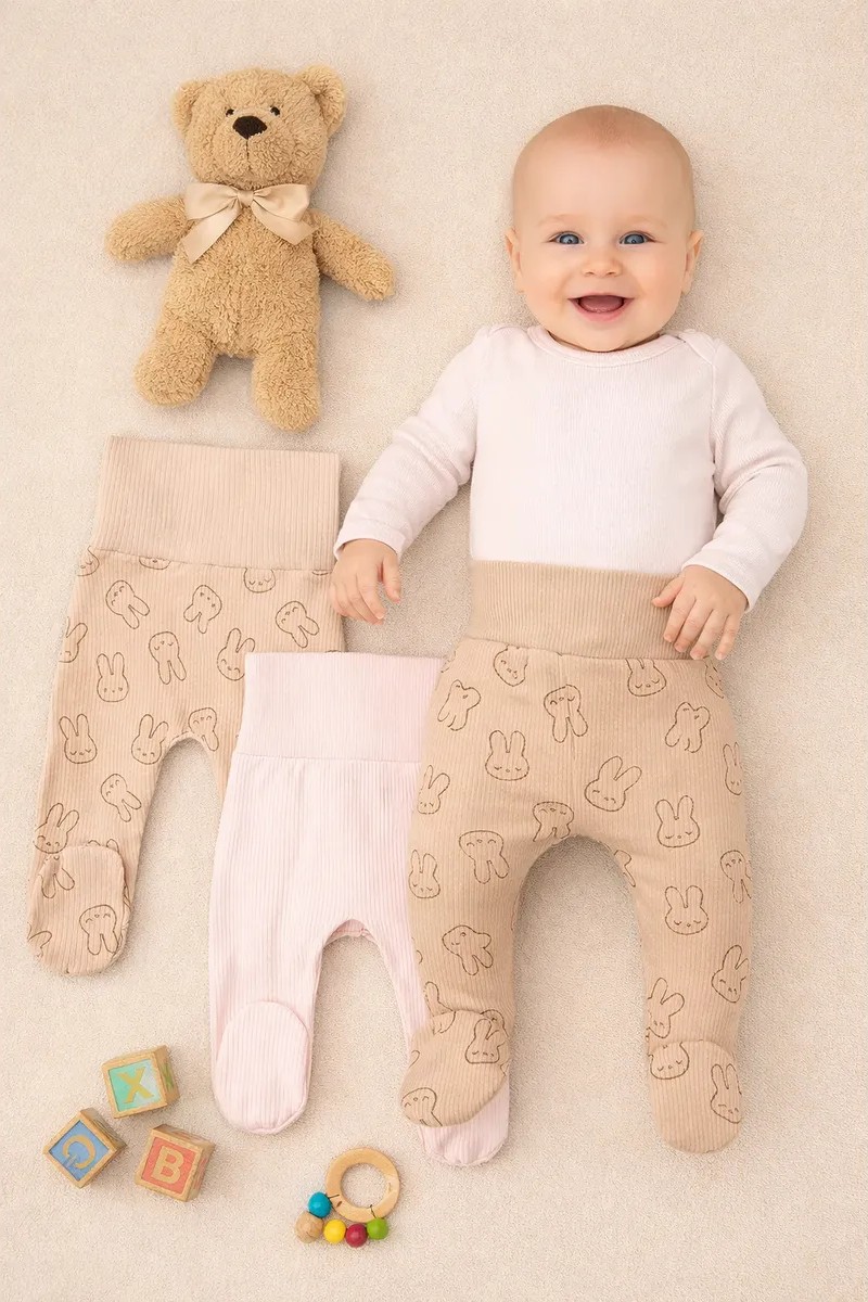 Ползунки 2 шт Mark Formelle (Марк Формэль) 85114-2/розовый +зайки на бежевом - фото 2