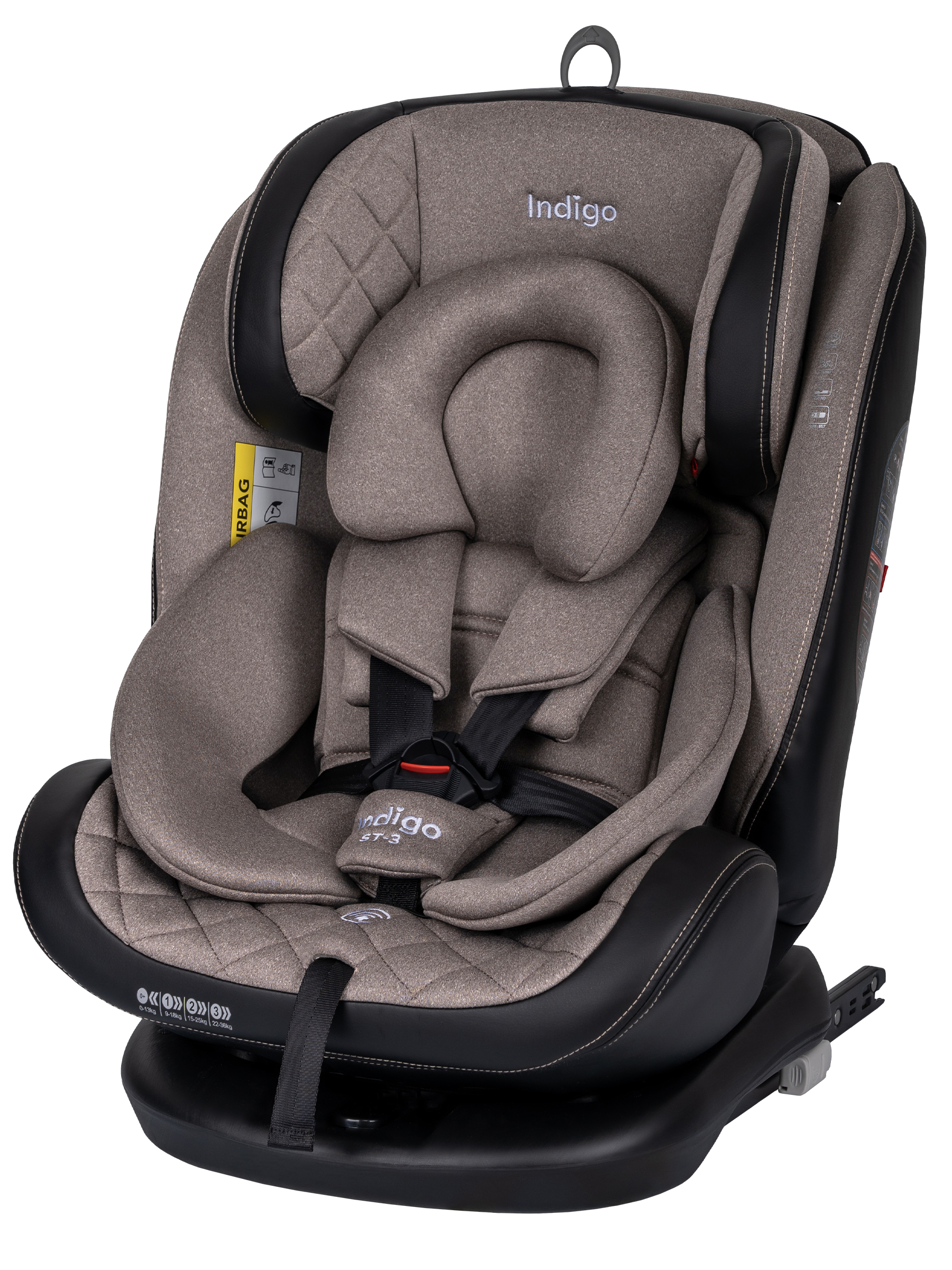 Автокресло Indigo Aero, бежевый Isofix 0+/1/2/3 (0-36 кг) - фото 4