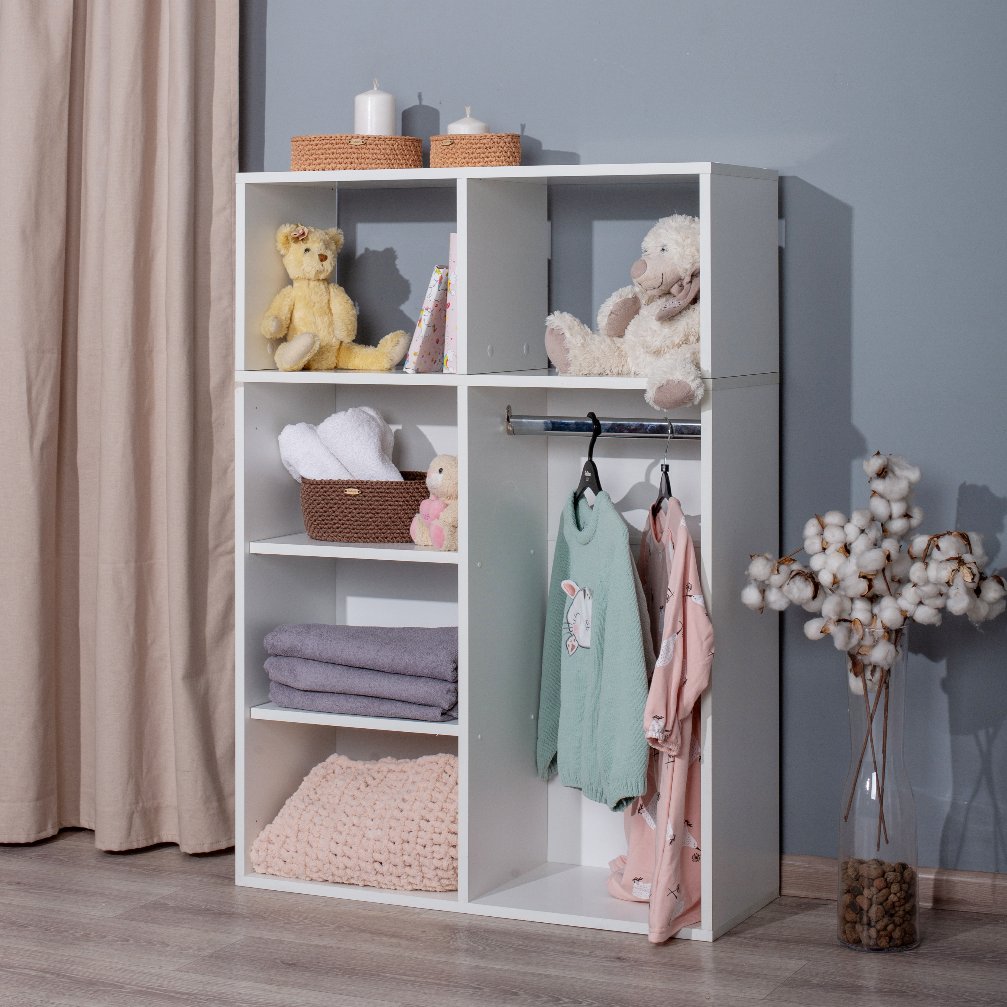 Шкаф стеллаж LETTA Детский Белое гладкое 780*1100*292 - фото 7