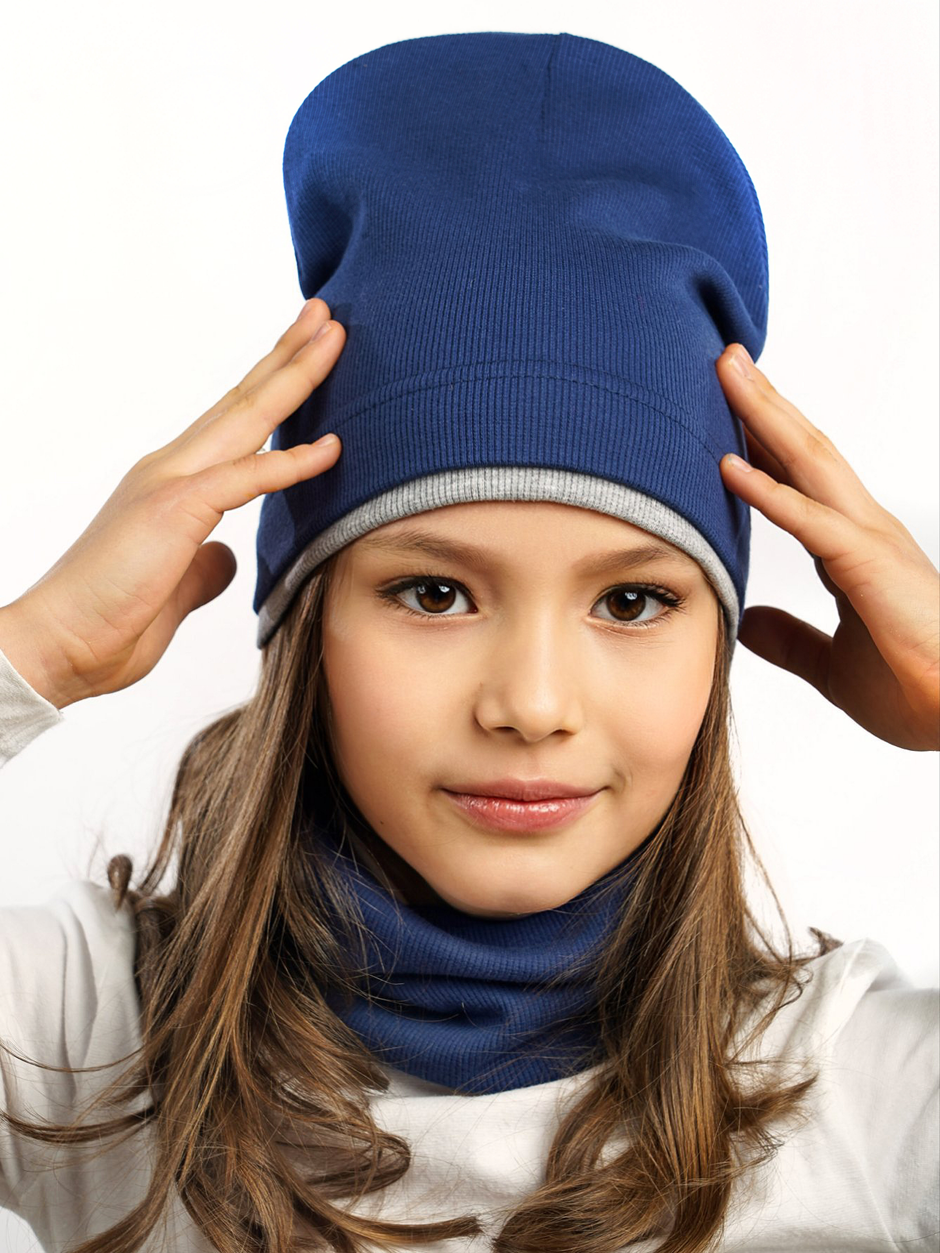 Шапка и снуд ПриКиндер U-A211 Цвет: Василек/серый меланж - фото 9