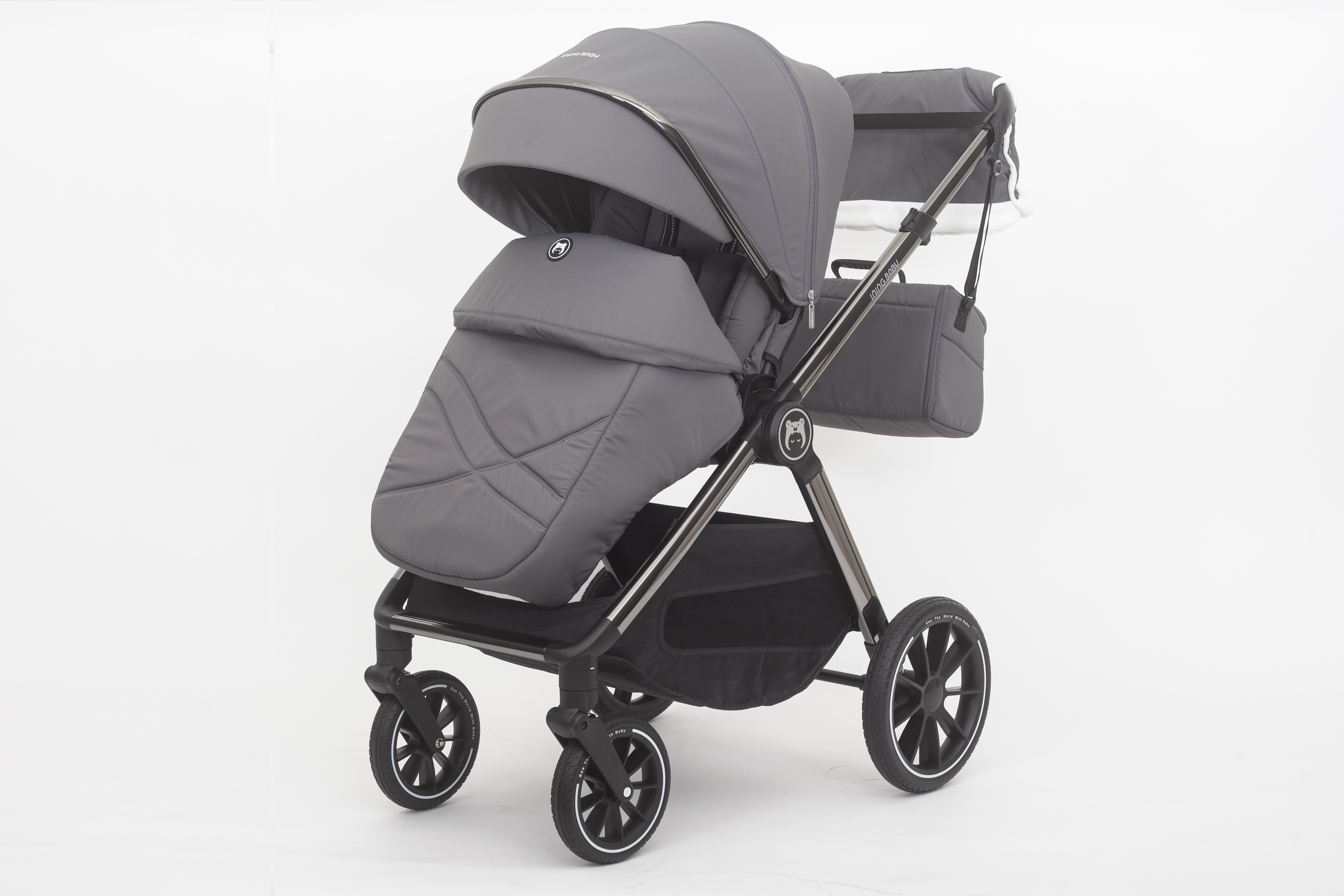 Коляска 2в1 Ining baby pro grey - фото 9