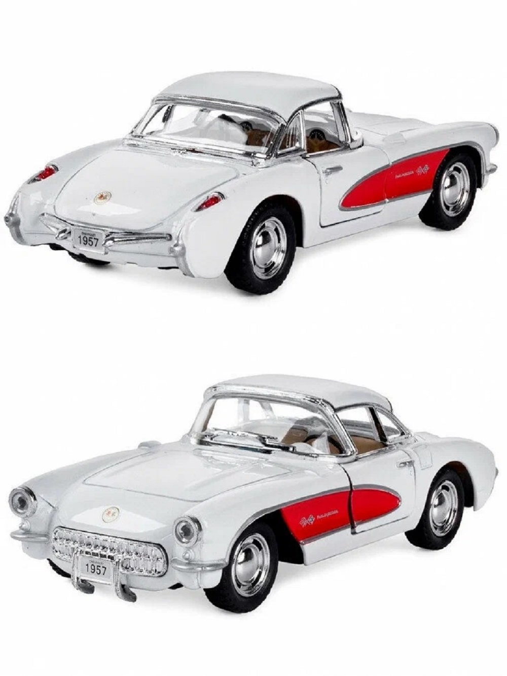 Автомобиль KINSMART Chevrolet Corvette 1957 белая 1:36 KT5316W/1 - фото 1