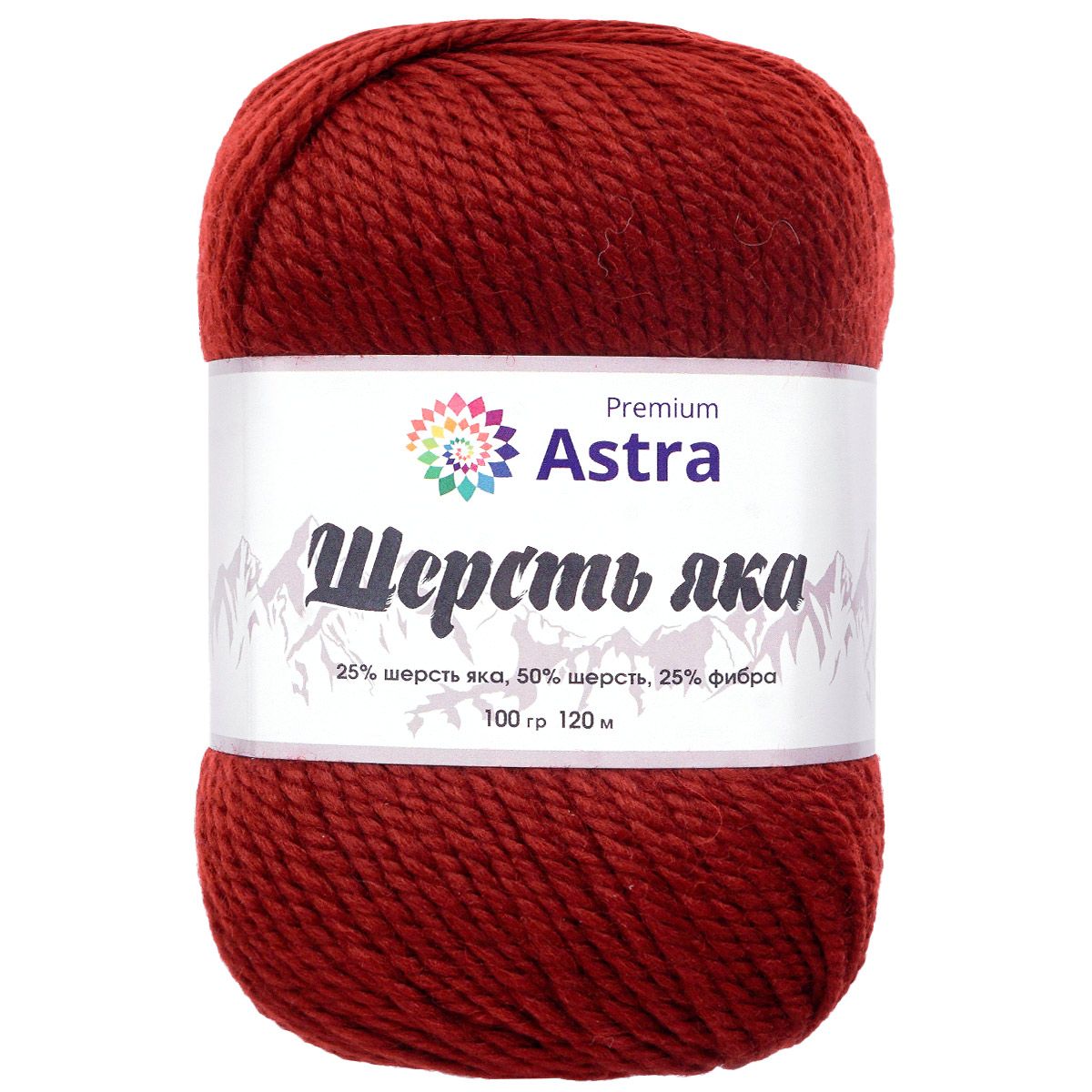 Пряжа Astra Premium Шерсть яка Yak wool теплая мягкая 100 г 120 м 25 темно-красный 2 мотка - фото 9