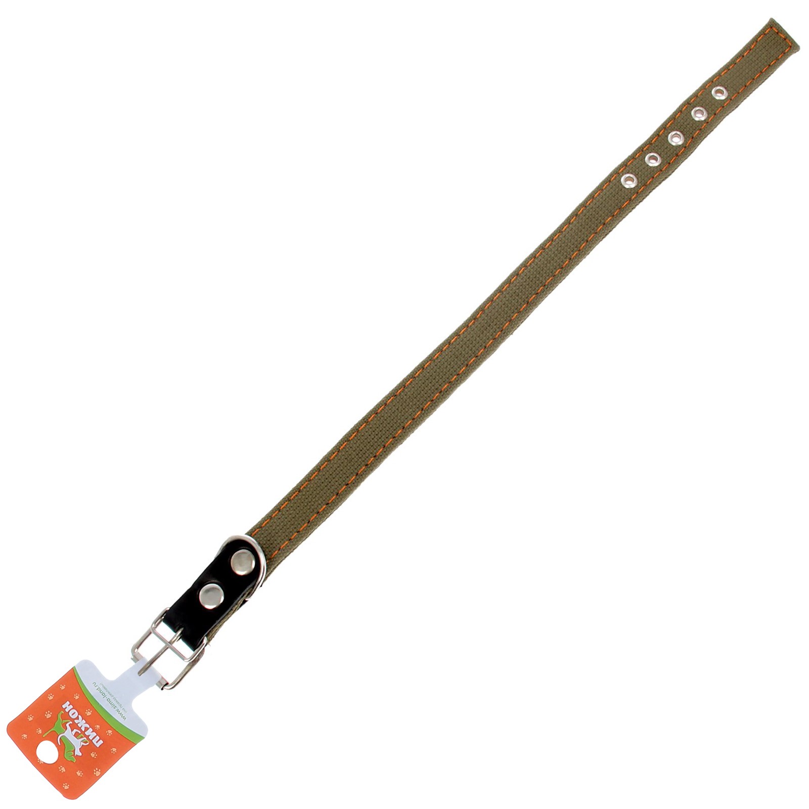 Ошейник Пижон брезентовый двухслойный 72х3.6 см хаки - фото 3