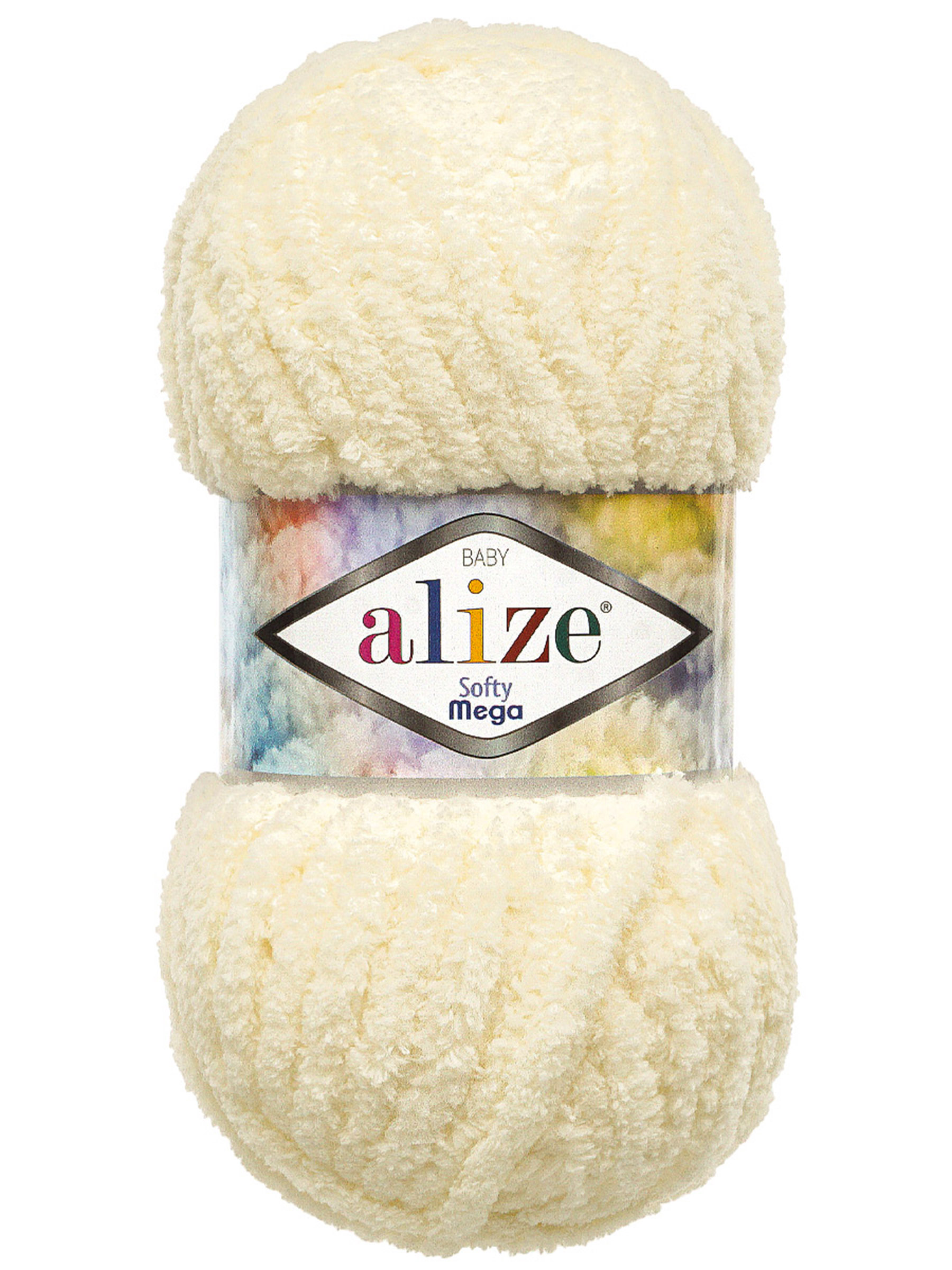 Пряжа для вязания Alize softy mega 100 гр 70 м микрополиэстер мягкая 62 кремовый 5 мотков - фото 4