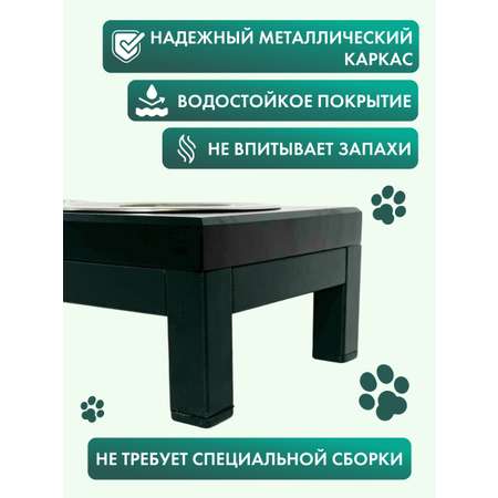 Подставка с мисками Лапикофф 2*360 мл металл дерево венге