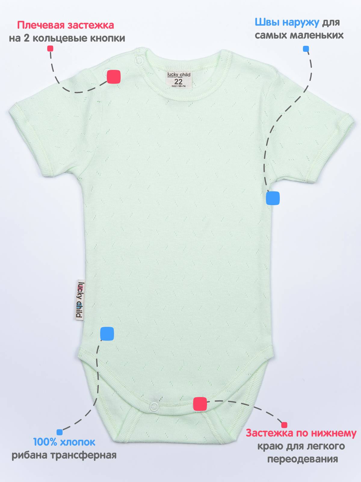 Боди Lucky Child 0-30 киви/0-2 - фото 2