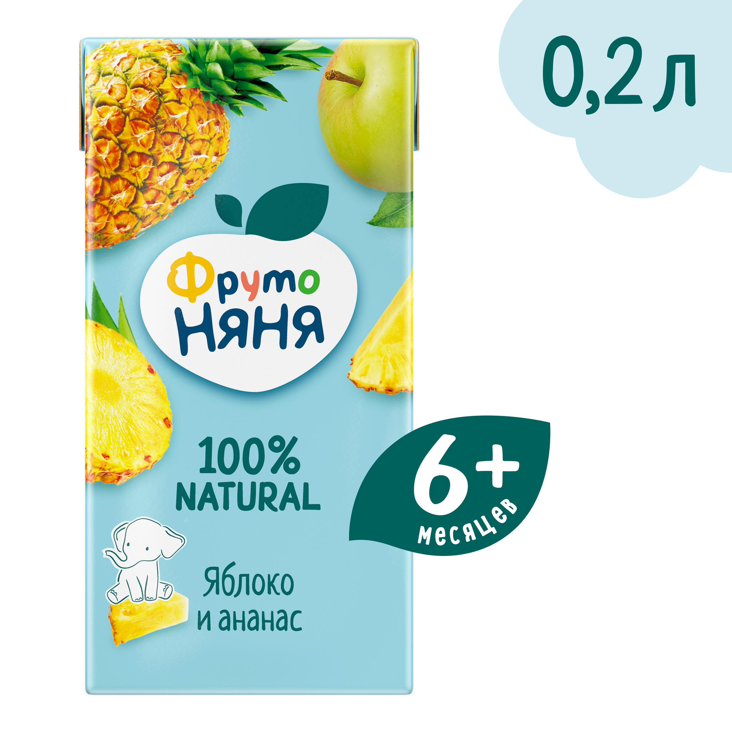 Нектар ФрутоНяня Яблоко-Ананас с 6 мес 0.2 л - фото 1