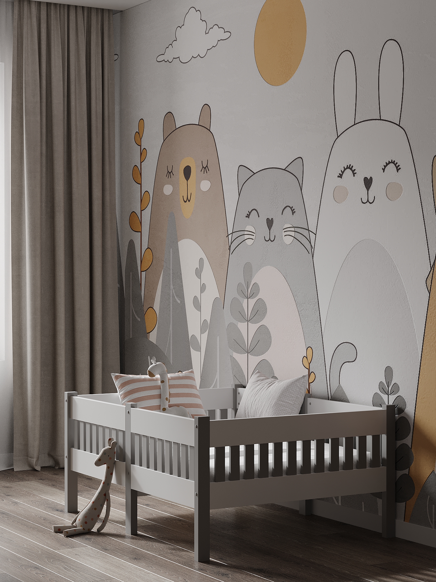 Кровать подростковая Moms charm Бортики (белый, серый) - фото 10