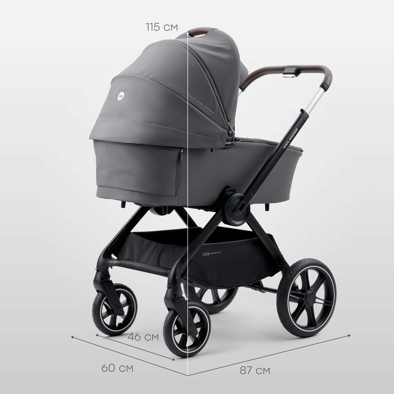 Коляска 2в1 Happy Baby Kidlander dark grey - фото 10