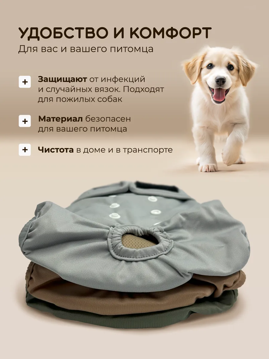 Трусы многоразовые для собак SuperPets размер L, 3 шт, разноцветные - фото 2
