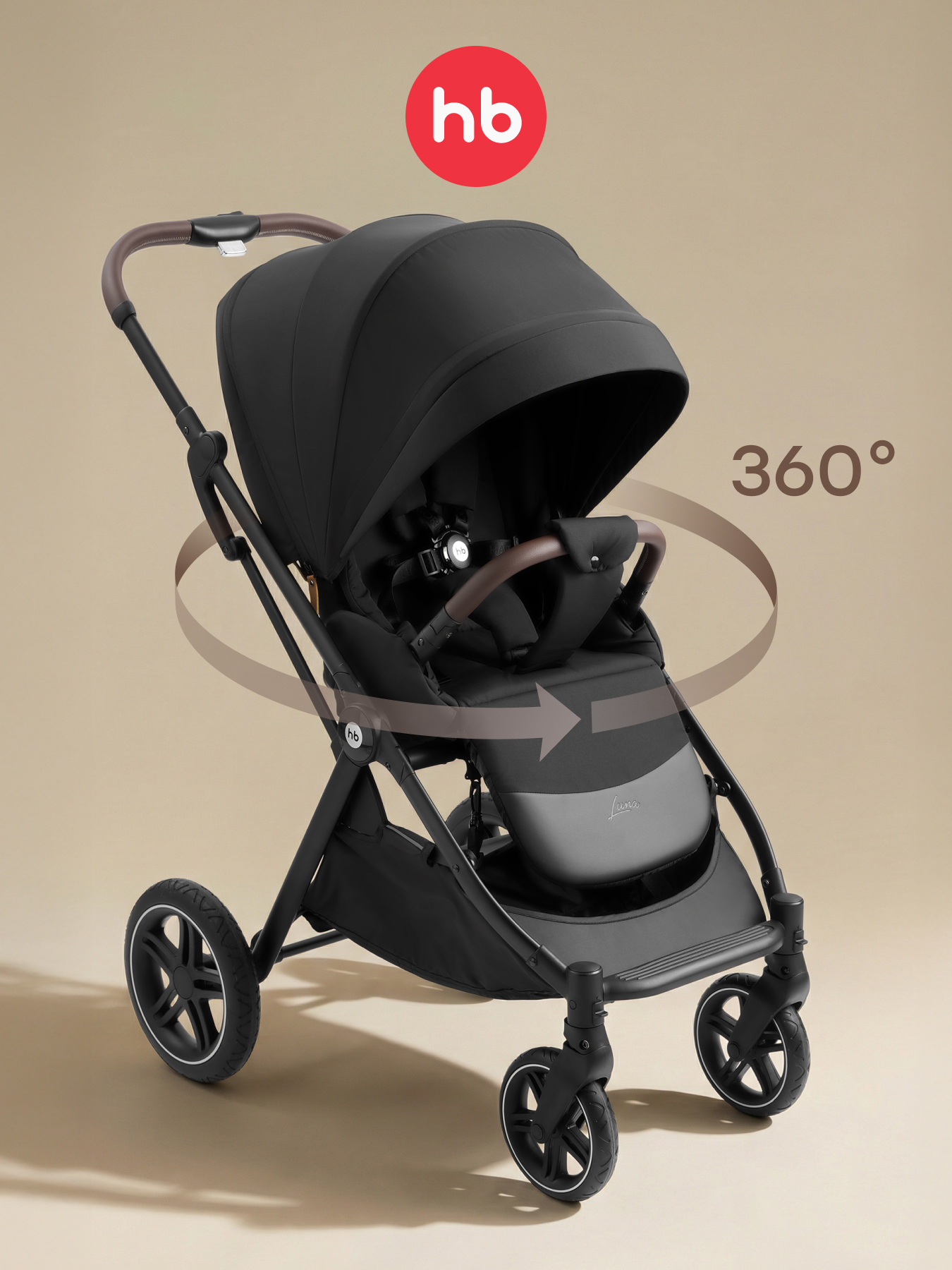 Изображение товара Коляска прогулочная Happy Baby Luna 360 черный