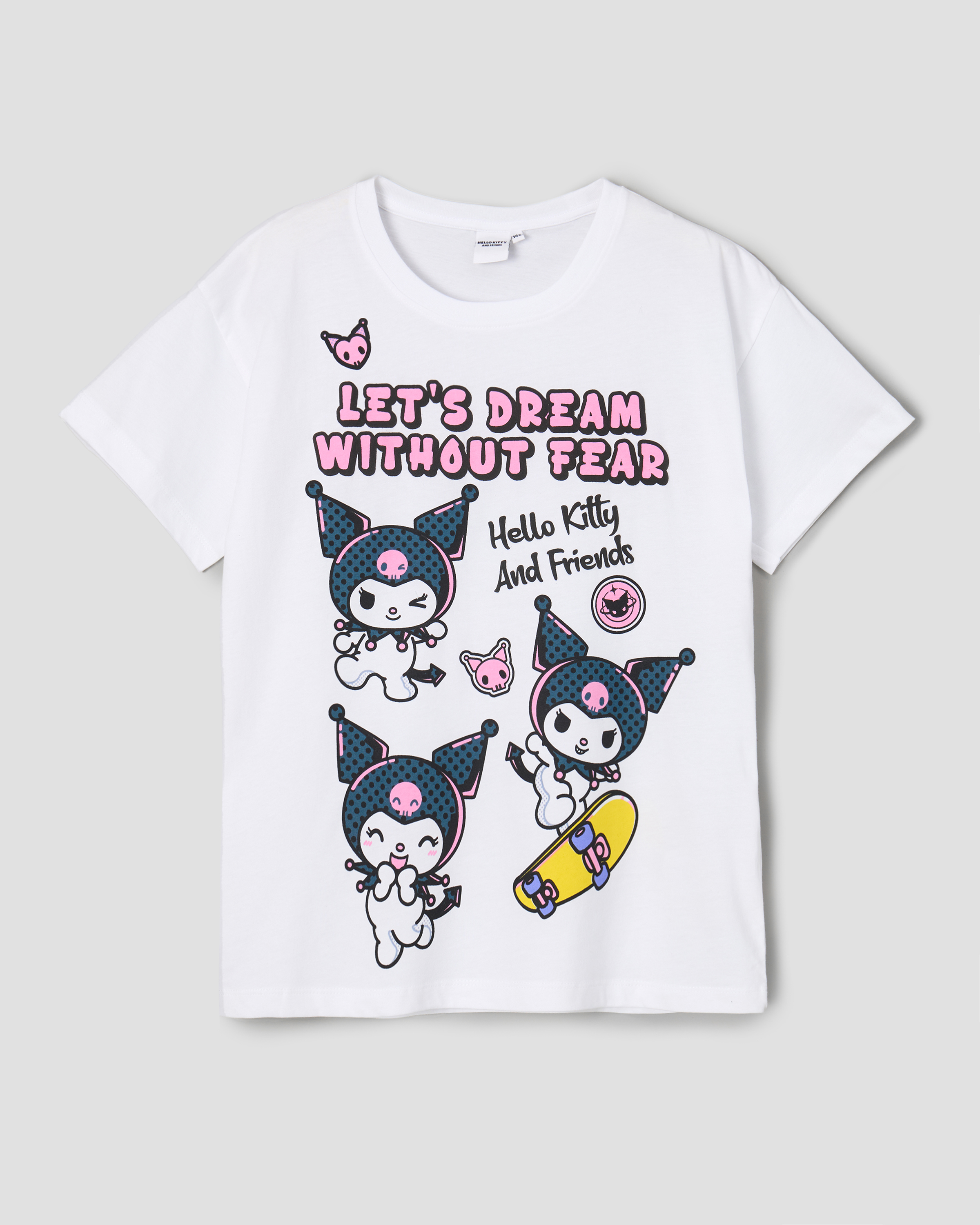 Изображение товара Белая футболка HELLO KITTY AND FRIENDS для девочек с ярким принтом Куроми