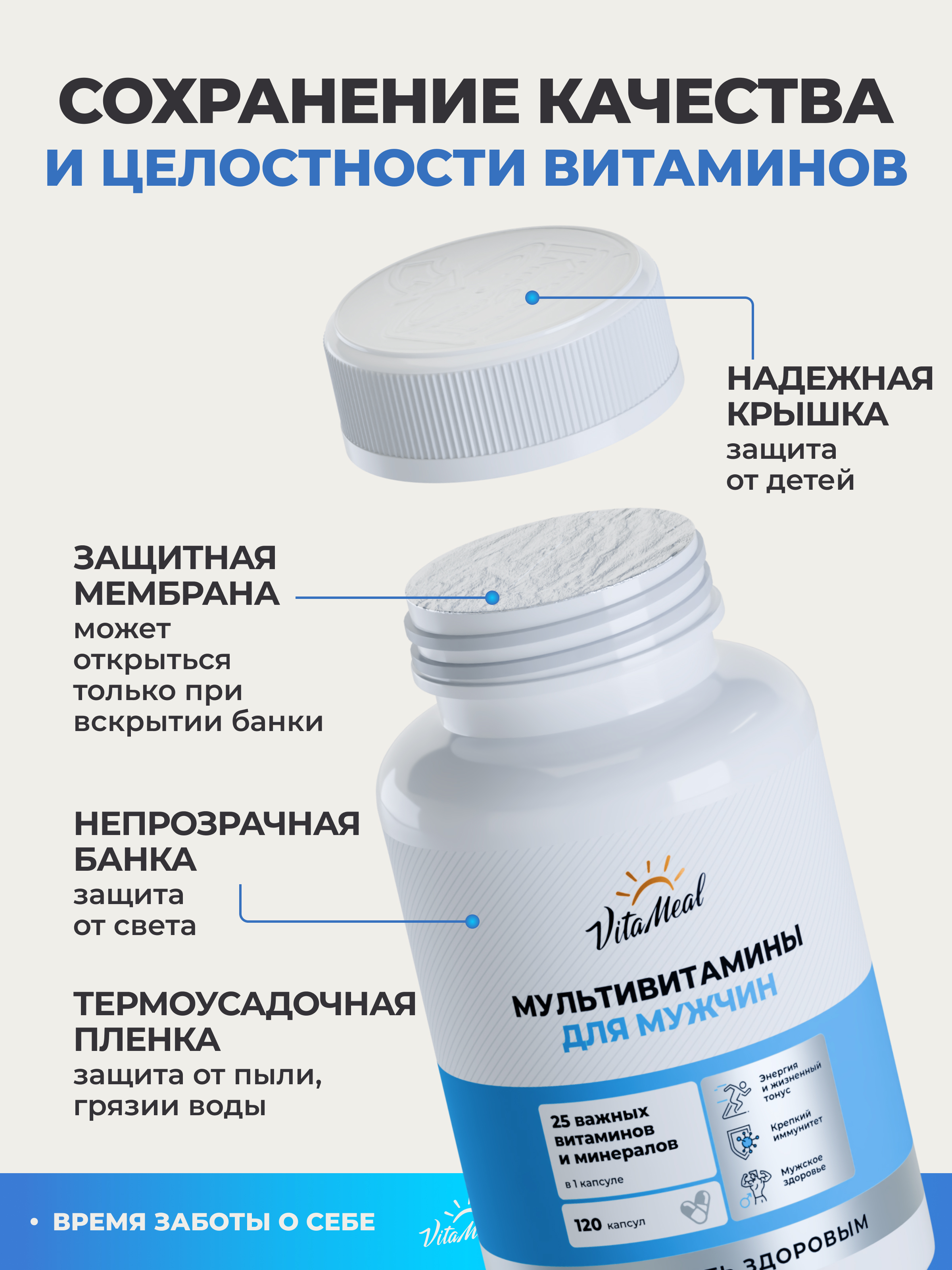 Витаминно-минеральный комплекс VitaMeal для мужского здоровья и энергии 120 капсул - фото 20