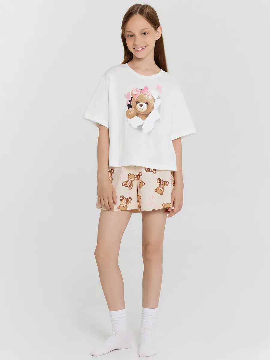 Пижама Mark Formelle (Марк Формэль) 567750/белый +мишки на пудровом - фото 1
