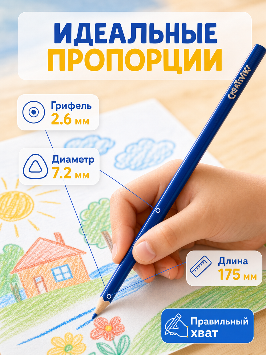 Карандаши цветные CReATiViKi 24 шт. - фото 3