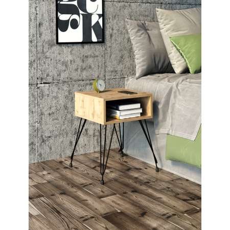 Тумба WoodSteel в стиле лофт Liverpool 40x40х60 см с полкой для хранения чёрный