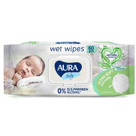 Влажные салфетки AURA 60 шт.