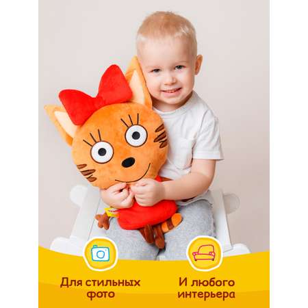 Игрушка мягкая Мякиши Детская большая плюшевая подушка три кота карамелька