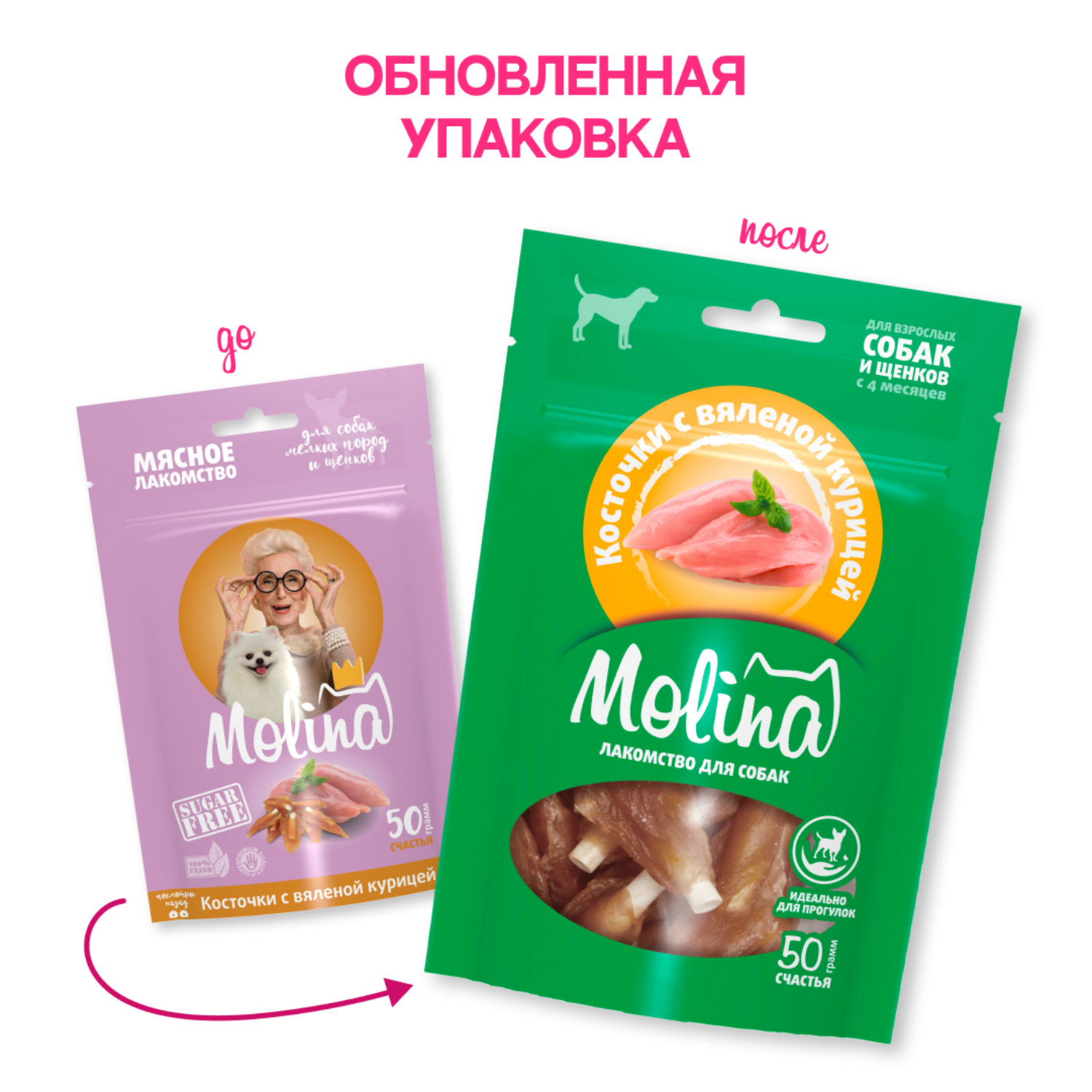 Лакомство для собак мелких пород Molina Косточки с вяленой курицей 50г - фото 2