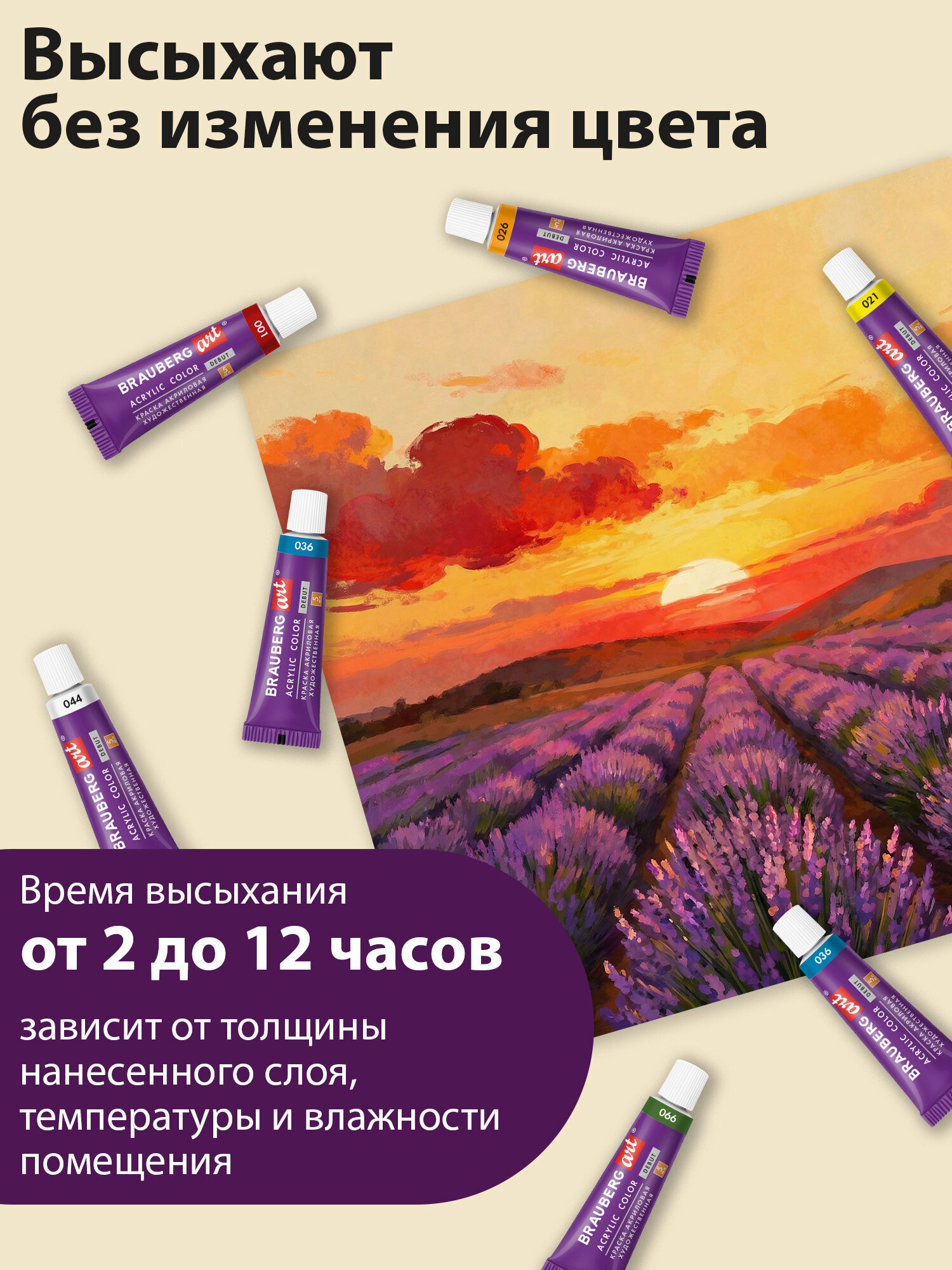 Краски акриловые Brauberg 12 цв. - фото 4