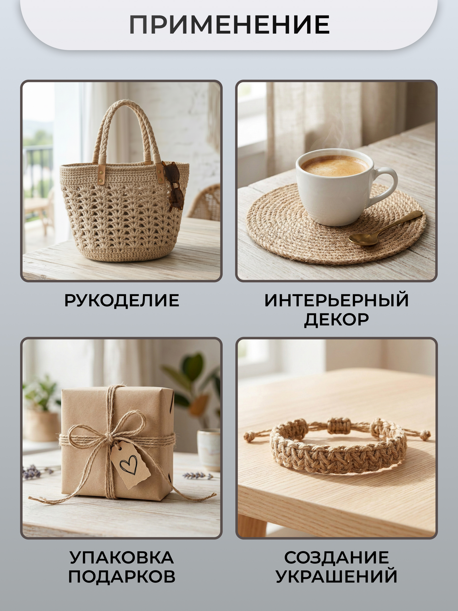 Шпагат льняной Айрис для рукоделия упаковки творчества 1.4 мм 100 м - фото 2