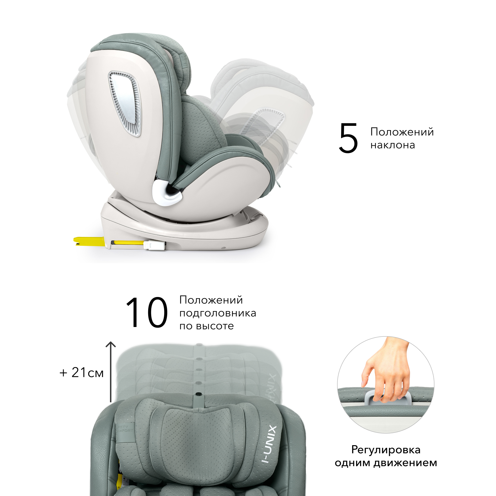 Автокресло Happy Baby I-Unix Isofix 0+/1/2/3 (0-36 кг) зеленый - фото 7