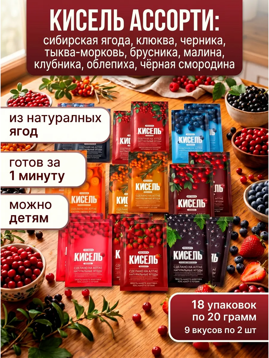 Кисель с натуральными ягодами АРСАНИЯ витаминизированный - фото 1