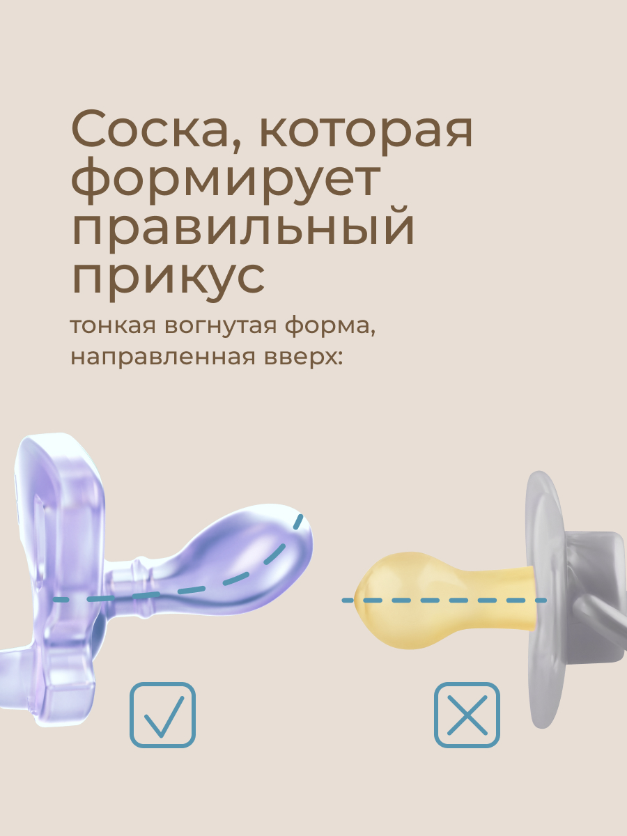 Пустышка ROXY-KIDS силикон ортодонтическая от 6 мес. 2 шт. - фото 4