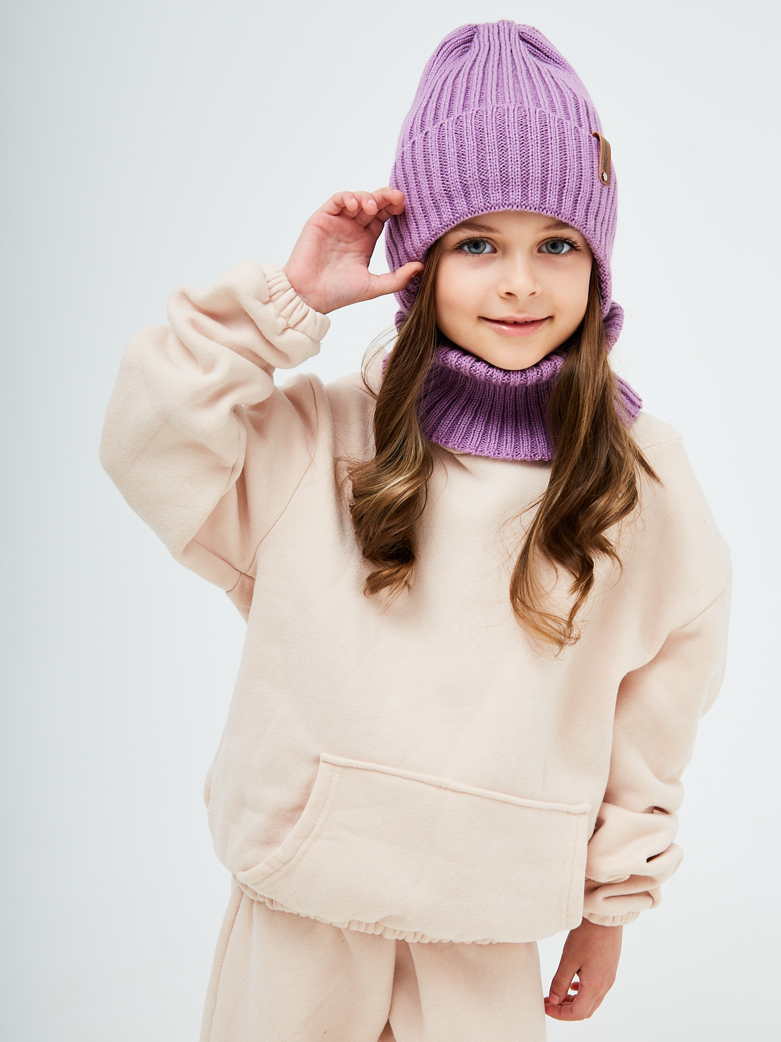 Шапка и снуд NYCkids NYC-H-56-zaviazki-lilac - фото 9